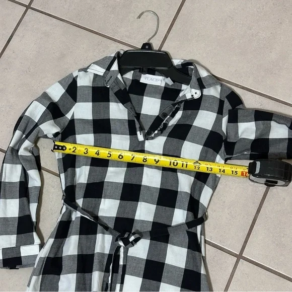 Children’s Place Girls Long Sleeve Plaid Dress‎ Black/White Size M(7/8). - Picture 6 of 7